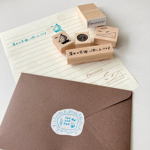 Hankodori はんこどり 0327 - SUN AND FUN Rubber Stamp