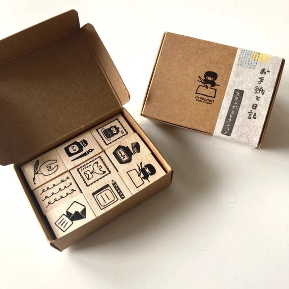 Hankodori はんこどり 5019 - Stationery Letter and Diary series - Full Rubber Stamp Set