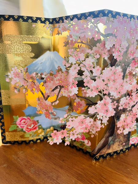 Sanrio Pop-Up Greeting Card - Japanese Style Mt.Fuji Cherry Blossoms Sakura