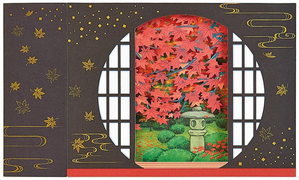 Sanrio Pop-Up Greeting Card - Round Window Autumn Leaves