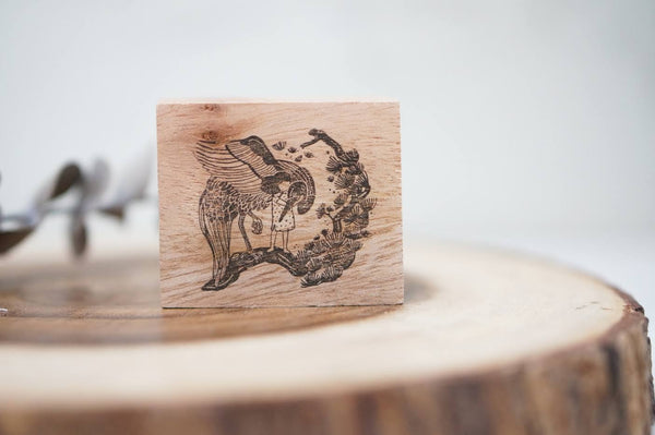 Black Milk Project Rubber Stamp BMP073 - Oriental Crane (on branch)