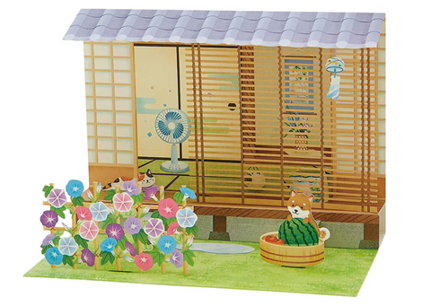 Sanrio Pop-Up Greeting Card - Morning glory trellis and Shiba Inu in the garden  ⑦