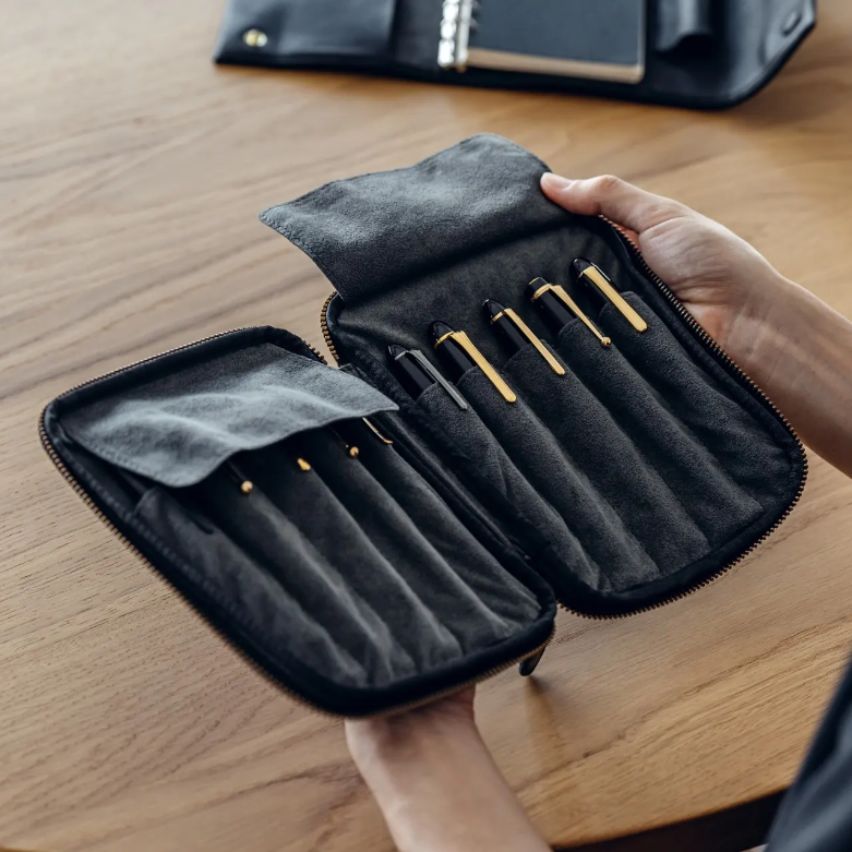 10 Pens Leather Zip Pen Case by &Liebe Made in Japan Tochigi