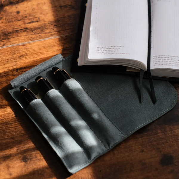 Leather 3 Pen Roll Case by &Liebe Made in Japan Tochigi Leather