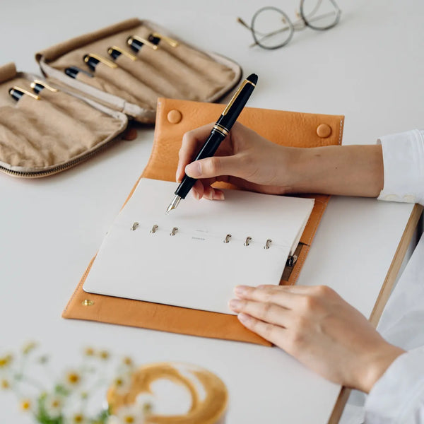 6-Ring Bible size Leather Notebook Cover by &Liebe | 16 mm Krause rings | Made in Japan