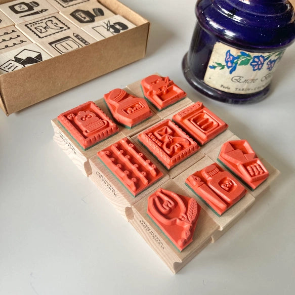 Hankodori はんこどり 5019 - Stationery Letter and Diary series - Full Rubber Stamp Set