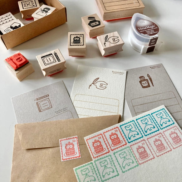 Hankodori はんこどり 5019 - Stationery Letter and Diary series - Full Rubber Stamp Set