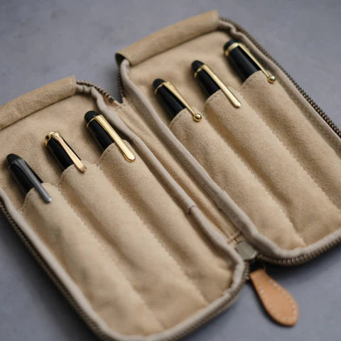 6 Pens Leather Zip Pen Case by &Liebe Made in Japan Tochigi