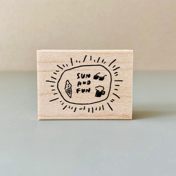 Hankodori はんこどり 0327 - SUN AND FUN Rubber Stamp