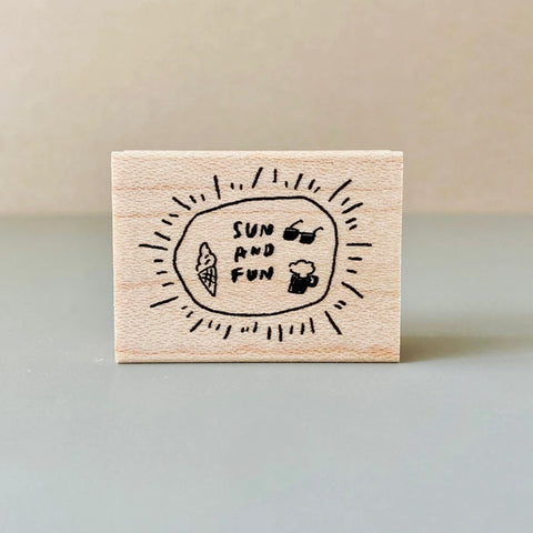 Hankodori はんこどり 0327 - SUN AND FUN Rubber Stamp