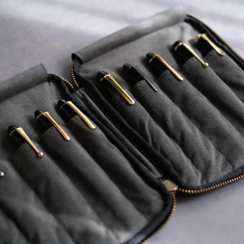 10 Pens Leather Zip Pen Case by &Liebe Made in Japan Tochigi