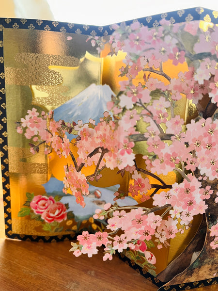 Sanrio Pop-Up Greeting Card - Japanese Style Mt.Fuji Cherry Blossoms Sakura