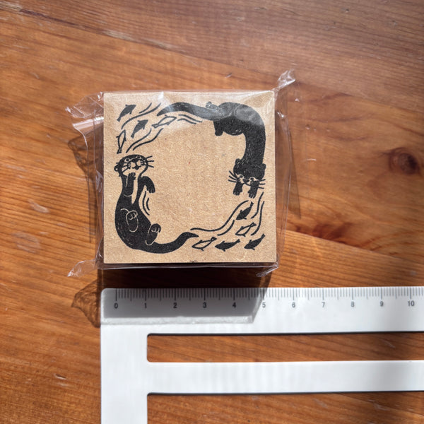 Rubber Stamp - Swimming with Otters