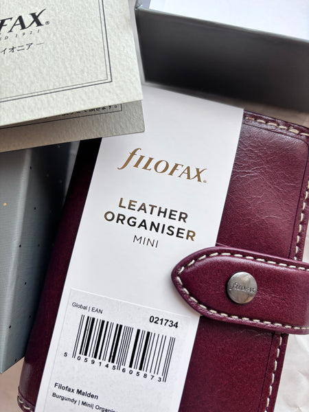 Filofax Malden Ring Planner Mini 5 size in Burgundy