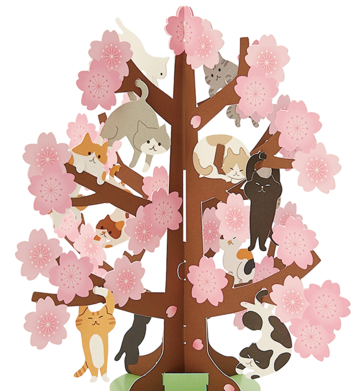 Sanrio Pop-Up Greeting Card - Hanging Cat Sakura Tree