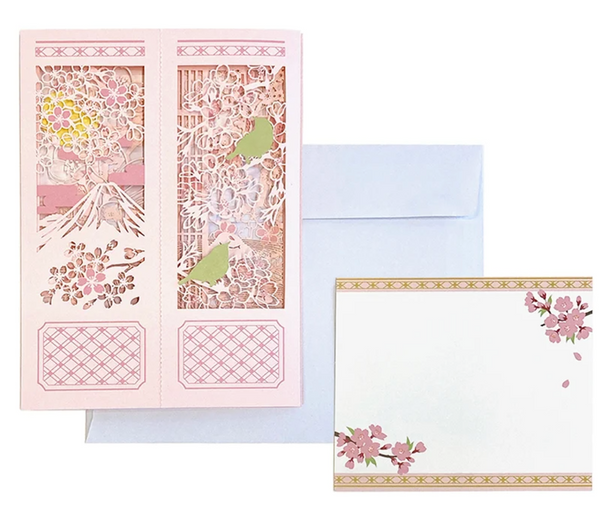 Sanrio Pop-Up Greeting Card - Laser cut Sakura Accordion Card