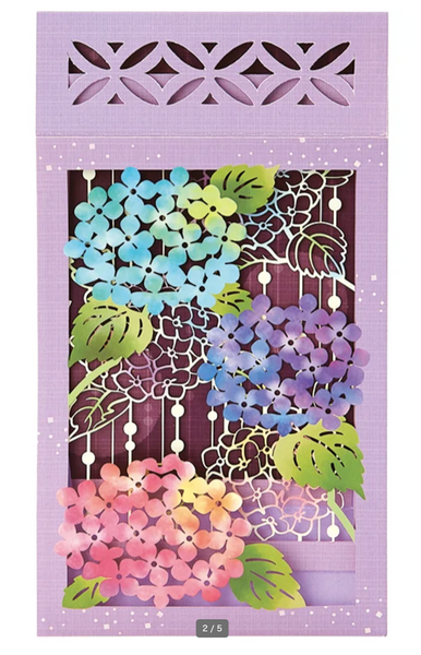 Sanrio Pop-Up Greeting Card - Ajisai Hydrangea Laser Cut