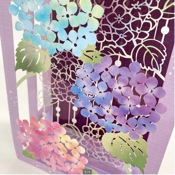 Sanrio Pop-Up Greeting Card - Ajisai Hydrangea Laser Cut