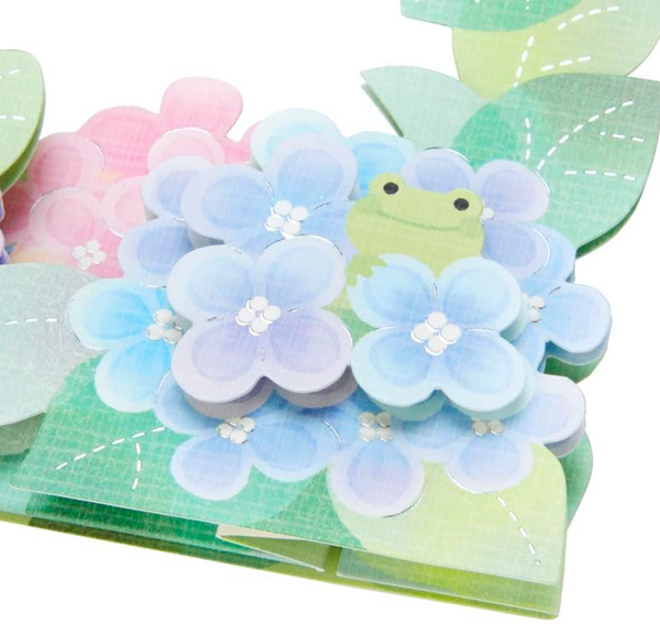 Sanrio Pop-Up Greeting Card - Hydrangea + Frog with Bell