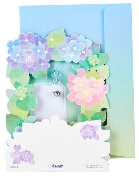 Sanrio Pop-Up Greeting Card - Hydrangea + Frog with Bell