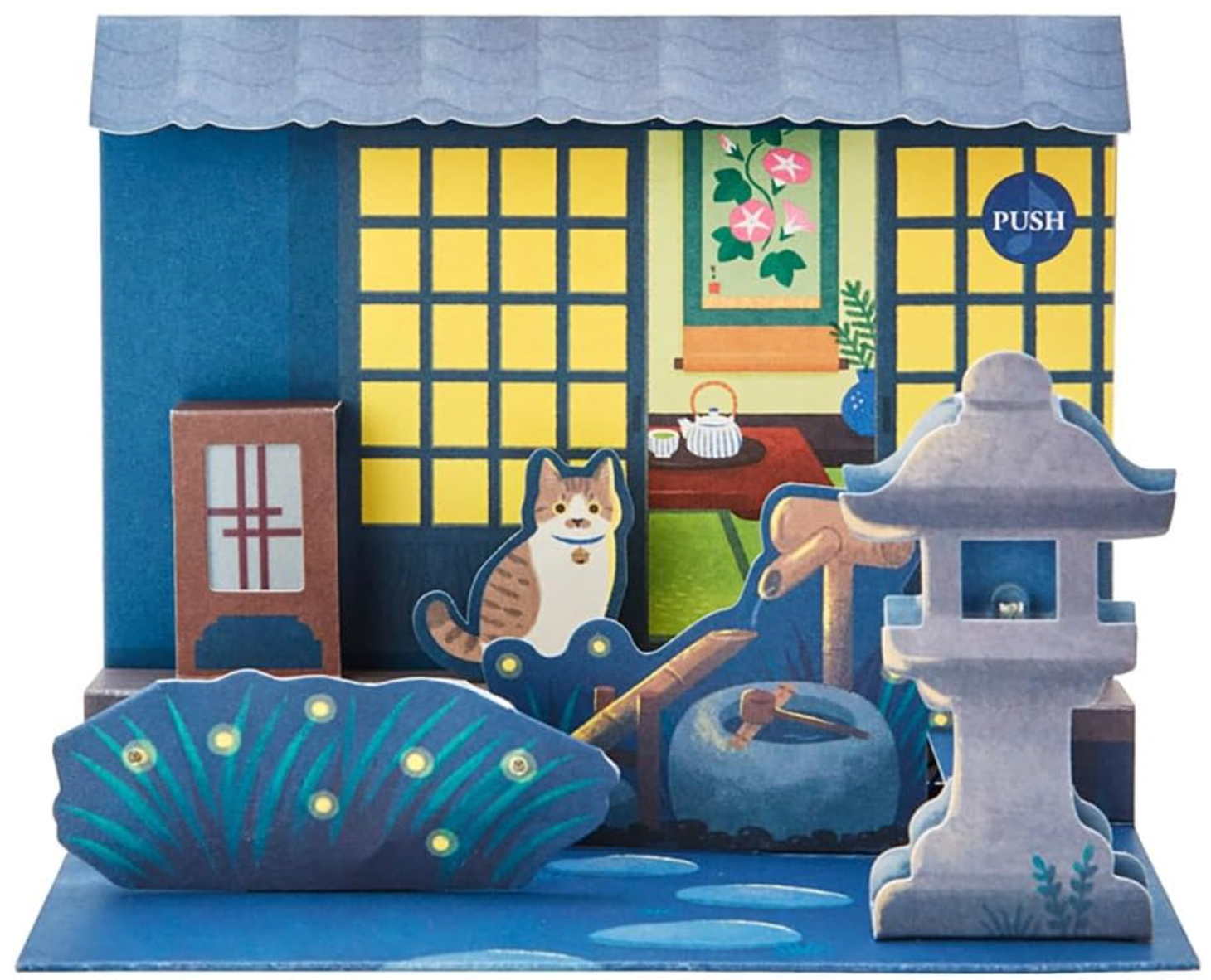 Sanrio Pop-Up Greeting Card - Night Japanese Garden Melody Card with Lights and Music ２０