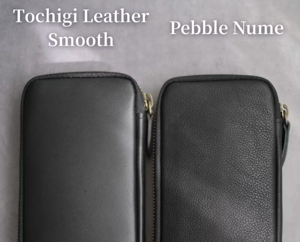 [Pebble Nume/Nubuck] Leather Zip Pen Case by &Liebe | Made in Japan