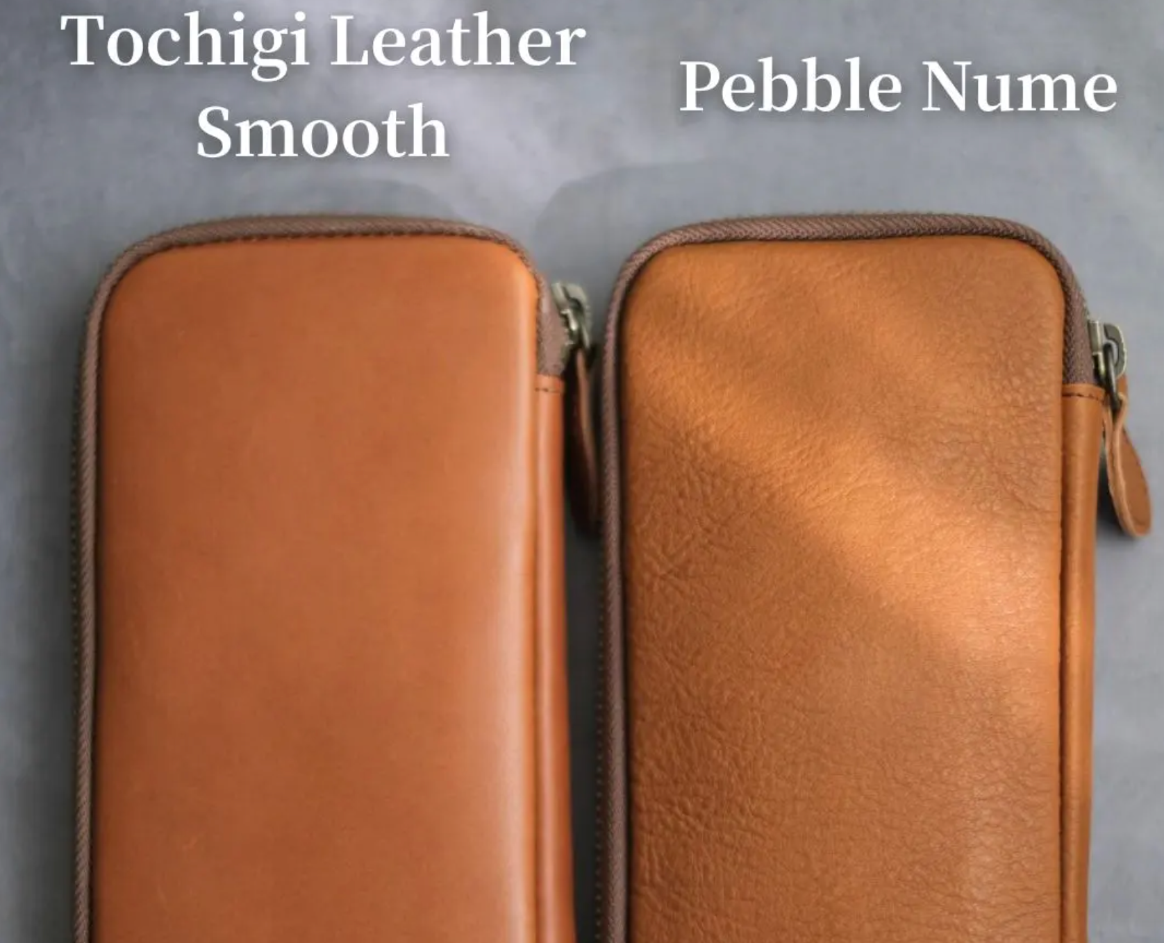 Pebble Nume/Nubuck] Leather Zip Pen Case by &Liebe | Made in Japan