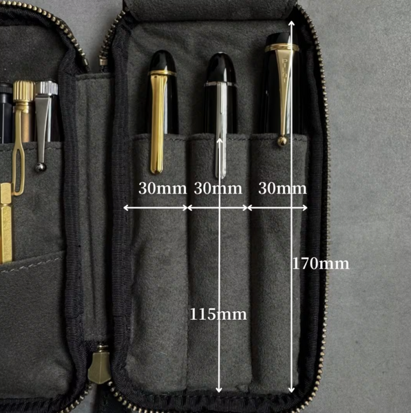 [Pebble Nume/Nubuck] Leather Zip Pen Case by &Liebe | Made in Japan