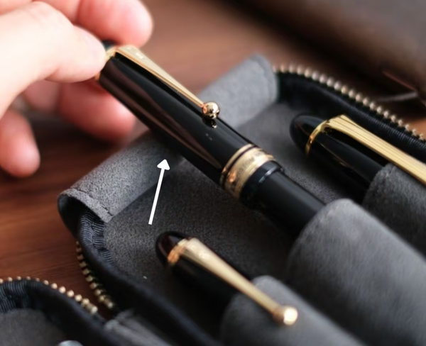 [Pebble Nume/Nubuck] Leather Zip Pen Case by &Liebe | Made in Japan