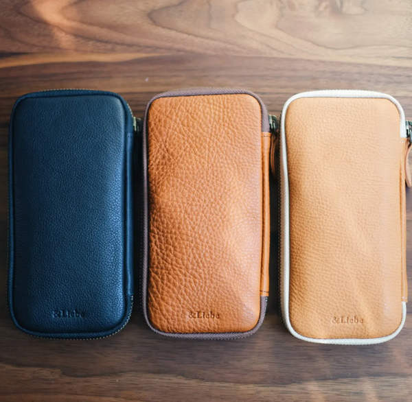 [Pebble Nume/Nubuck] Leather Zip Pen Case by &Liebe | Made in Japan