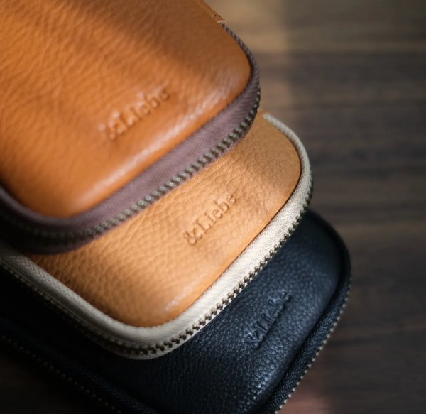 [Pebble Nume/Nubuck] Leather Zip Pen Case by &Liebe | Made in Japan