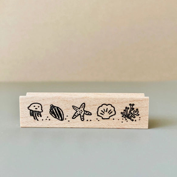 Hankodori はんこどり 0328 - Connected Sea Creatures Rubber Stamp