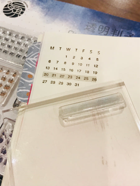 Calendar Clear Stamp or Acrylic Block for planners, bullet journals