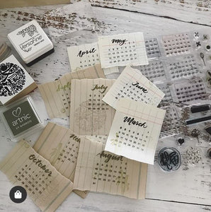 Calendar Clear Stamp or Acrylic Block for planners, bullet journals