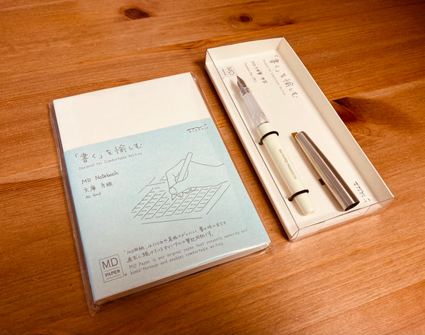 The Midori MD Fountain Pen & MD Notebook Set - Various notebook sizes available